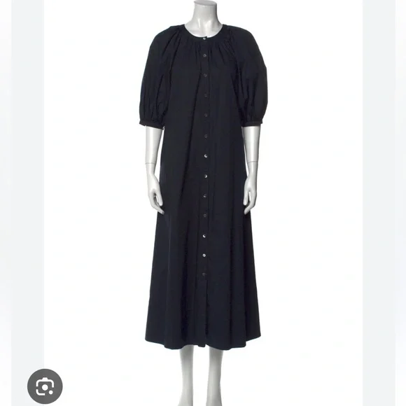 STAUD | Dresses | Staud Vincent Black Puff Sleeve Aline Button Dress |  Poshmark